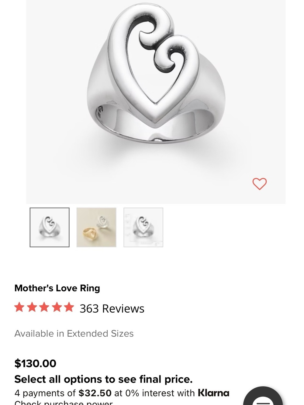 James Avery Mother’s Love Ring - Silver - Size 7